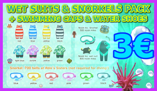 Wet Suits + Snorkerls pack + Swimming caps & water